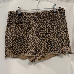 Fashion Nova Leopard Print Jean Shorts